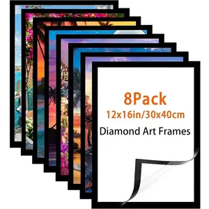 Diamond Art Frame 12x16 Inch - Diamond Frame 30x40 cm Painting Suitable for 10x14inch Picture, Diamond-Frames Magnetic Self-Adhesive,Suitabble Frames Painting for Wall Window Door