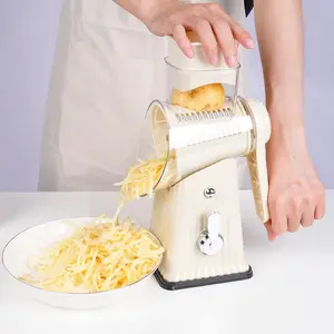 Rotary Cheese Grater with 5 Blades, Manual Vegetable Slicer & Kitchen Gadget for Cheese, Potato, Carrot and Cucumber