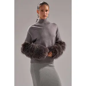 TOUCH ME SWEATER WITH FUR CUFFS