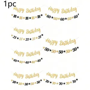1Set Black Gold Birthday Banner,Wishing Banner,Happy 18th/21th/30th/40th/60th/70th/50th Birthday Hanging Banner,Yard Sign Banner,Birthday Party Background Decoration,Birthday Party Decorations,Birthday Celebration Supplies,Home Decor,Birthday Photo Props