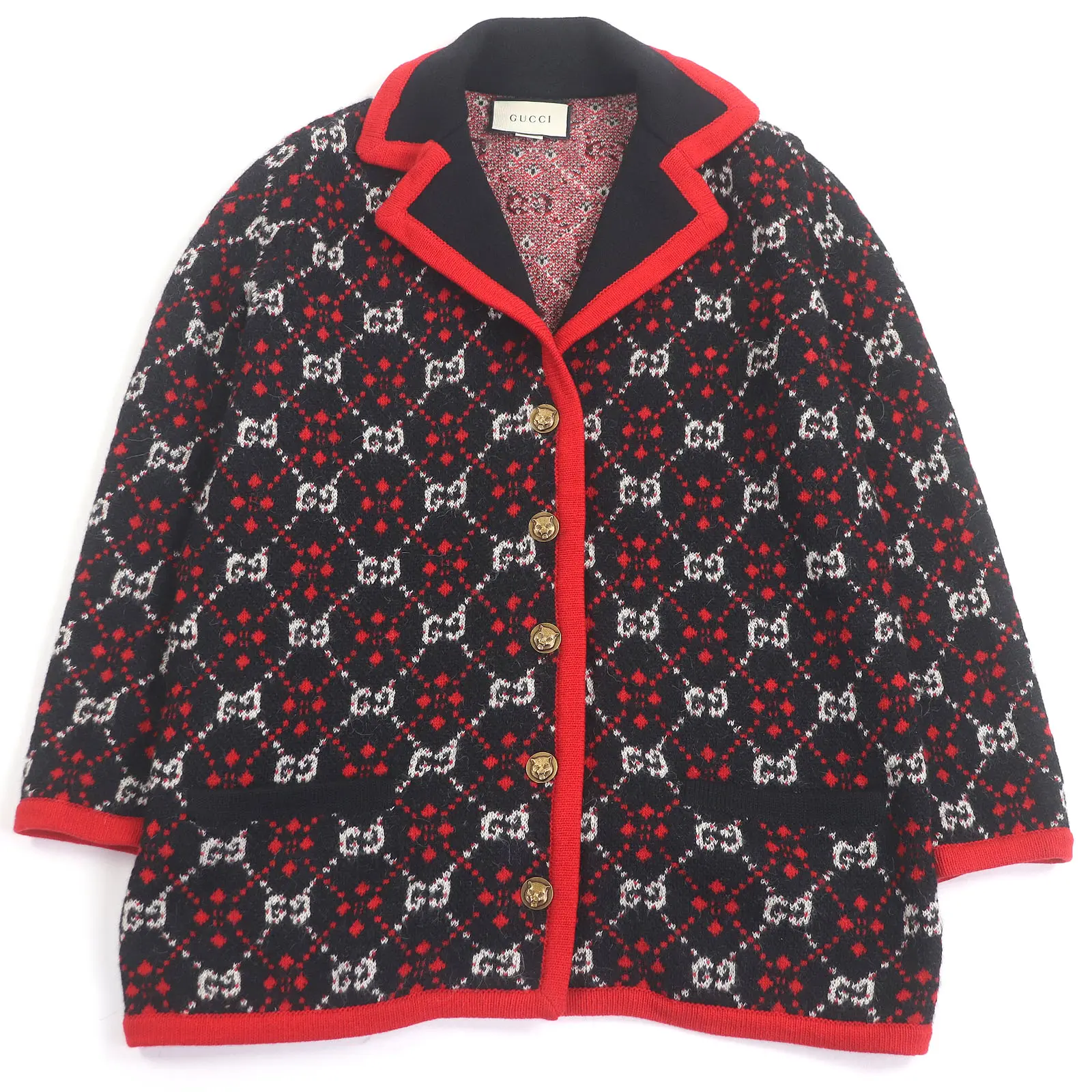 Pre-owned GUCCI Cotton Small Leather Goods GG jacquard cardigan
