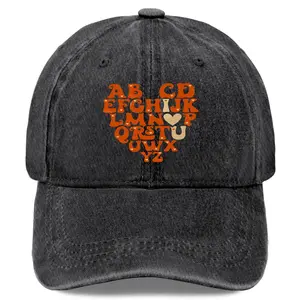 Vintage "I Love You" Letter Baseball Cap - Adjustable Dad Hat, Made in USA, Orange and White Heart Design, Wear Every Day |   Artistic Hat Design |   Washable Cap