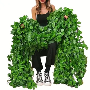 12pcs Artificial Ivy Fake Vines,Ivy Garland Greenery Garland Fake Hanging Plants Vines Aesthetic Green Leaves for Bedroom Wedding Party Garden Wall Decor