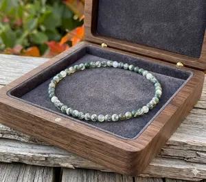 AAA Grade Natural Moss Agate 4mm Stretch Bracelet Growth Healing Crystal Jewelry