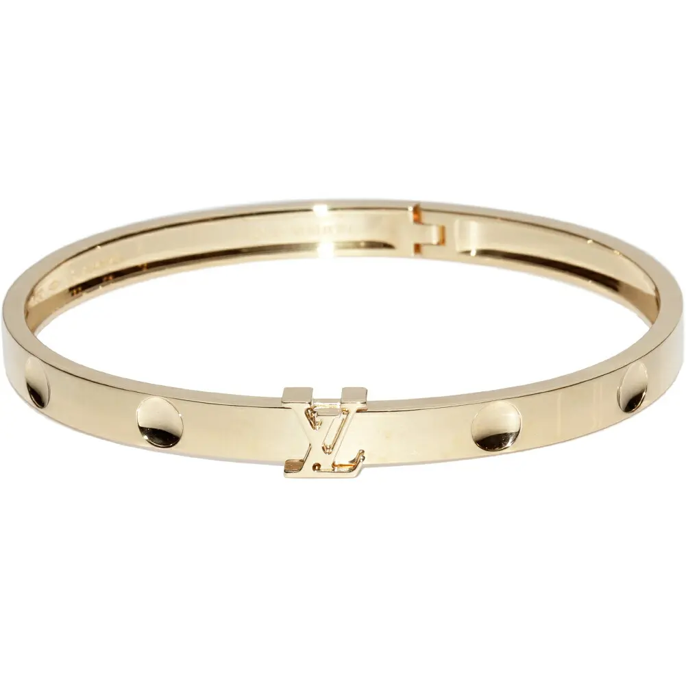 Pre-owned Louis Vuitton 18K Yellow Gold (Au750) Small Leather Goods Empreinte Au750 Bracelet Size 16