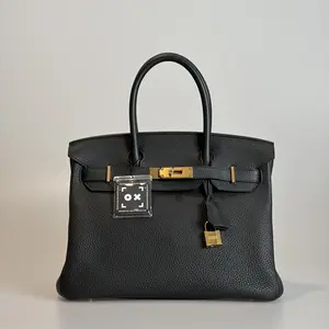 Pre-owned HERMÈS Togo Top Handle Bag Birkin 30 Black 81213119