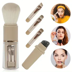 5-In-1 Retractable Multifunctional Makeup Brush Set, Portable Dustproof Foundation Brush, Eyeshadow Brush, Lip Brush, Travel Cosmetic Tool Kit，Makeup Brush Set for Beginners and Experts，Travel-friendly makeup brush case for business trips