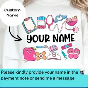 Custom Name Nurse Tee, Cute Nurse, School Nurse, Trendy