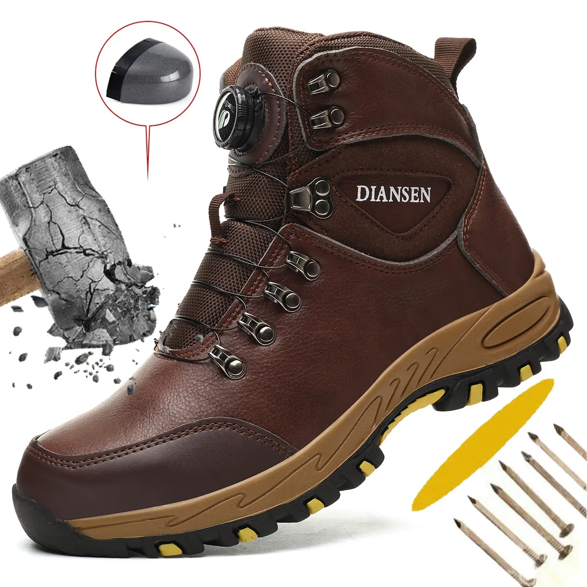 Men's Minimalist All-Season Lightweight Safety Boots - Buckle-Closure Fabric Work Shoes with Anti-Smash Steel Round Toe, Anti-Puncture Midsole, Slip-Resistant, Water-Repellent, Wear-Resistant Outdoors Construction Footwear, Water Resistant, Athletic