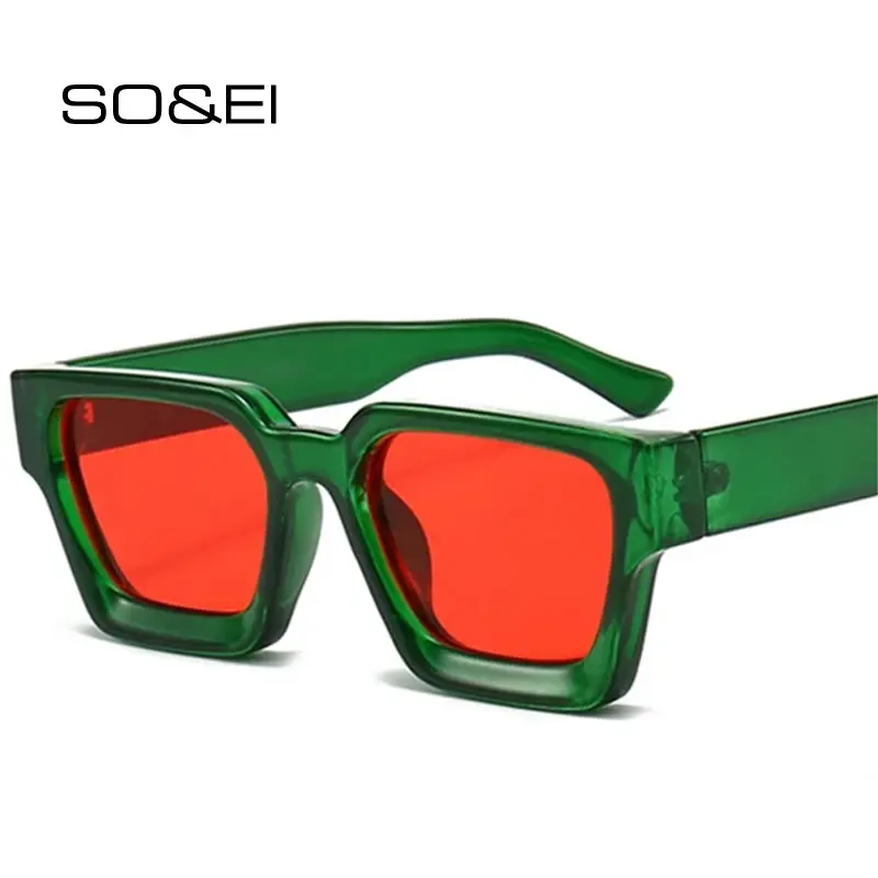 SO&EI Fashion Square Women Luxury Sunglasses Retro Brand Designer Men Trending Leopard Blue Green Sun Glasses Shades UV400 SO&EI Fashion Square Women Luxury Sunglasses Retro Brand Designer Men Trending Leopard Blue Green Sun Glasses Shades UV400
