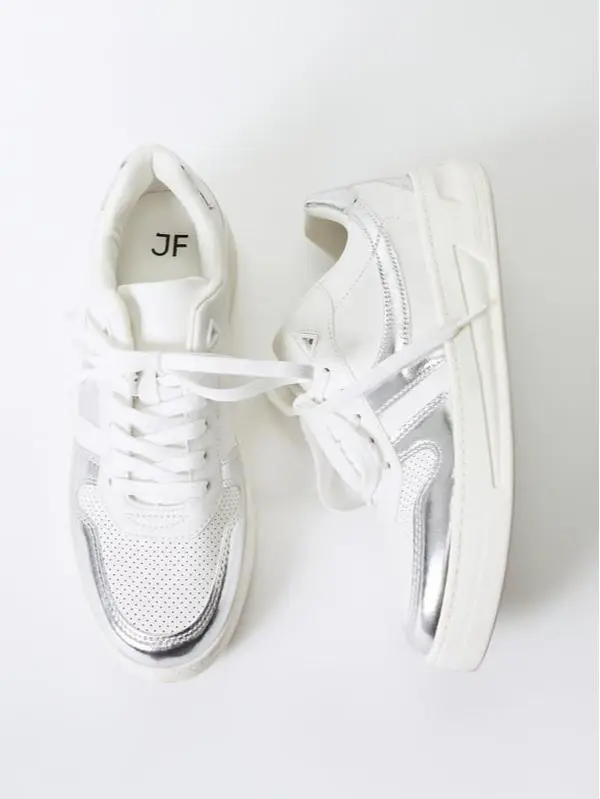 JUST FAB Women's Faux-Leather Low-Top Round-Toe Lace-Up Sneakers - Casual Campus Elegant Walking Shoes, Women's Footwear Trainers for Daily Wear, Sneakers For Women