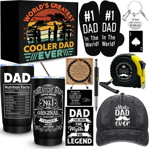 11 Pcs Dad Gifts for Men, Father's Day Gifts, Best Dad Ever Gift with 20 Oz Tumbler Socks Baseball Cap Tape Measure Bracelet Wallet Card Keychain, Fathers Day Birthday Christmas Gift for Dad Husband