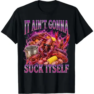 100%cotton It Ain't Gonna Suck Itself Cajun Crawfish Boil Vintage T-Shirt