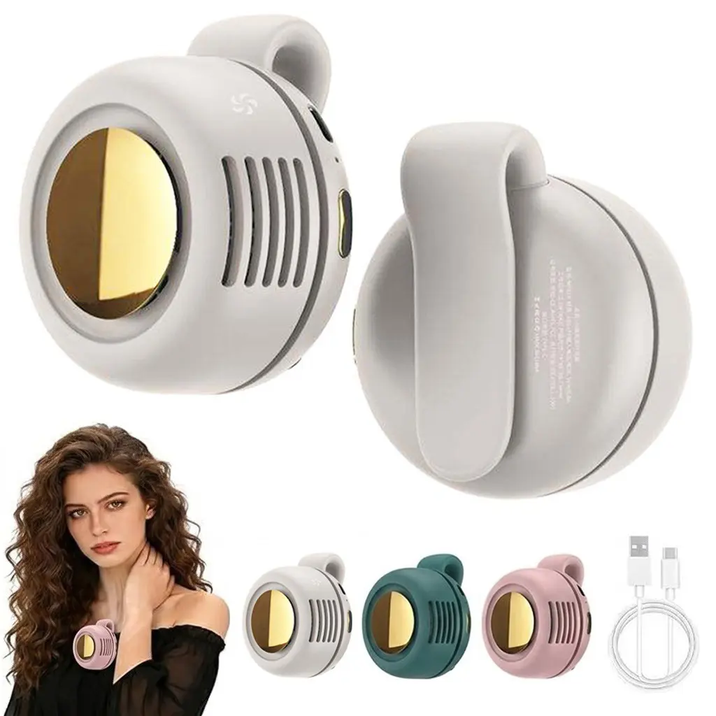 Portable Silent Mini Bladeless Electric Fan - Rechargeable, 3-Speed Adjustable, Rotating, Suspended Waist/Handheld Turbo Device with Phone Cooling Function, Ideal for Outdoor Travel, Father's Day Gift