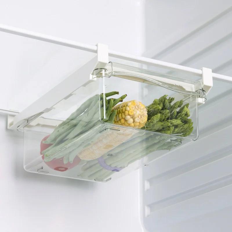 1/2pcs Refrigerator Drawer Style Food Storage Box, Fruit Packaging Machine, Shelf Support, Sliding Plastic Cooking Container