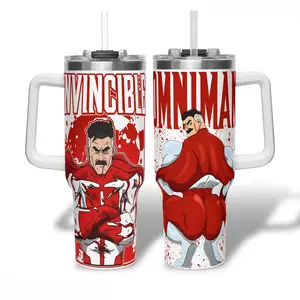 [Made in US] Thicc Omni Man Gya Tumbler With Handle, Omni Man Big Cheeks Meme Insulated Travel Mug 40oz, Invincible Gift Mug