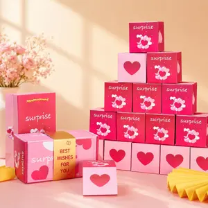 Pink Explosion Gift Box Pop out Birthday Gift Boxes Red Heart Love Romantic DIY Creative Folding Bounce Valentine Surprise Box for Wedding Anniversary Mother Thanksgiving Day Party Christmas graduation gifts