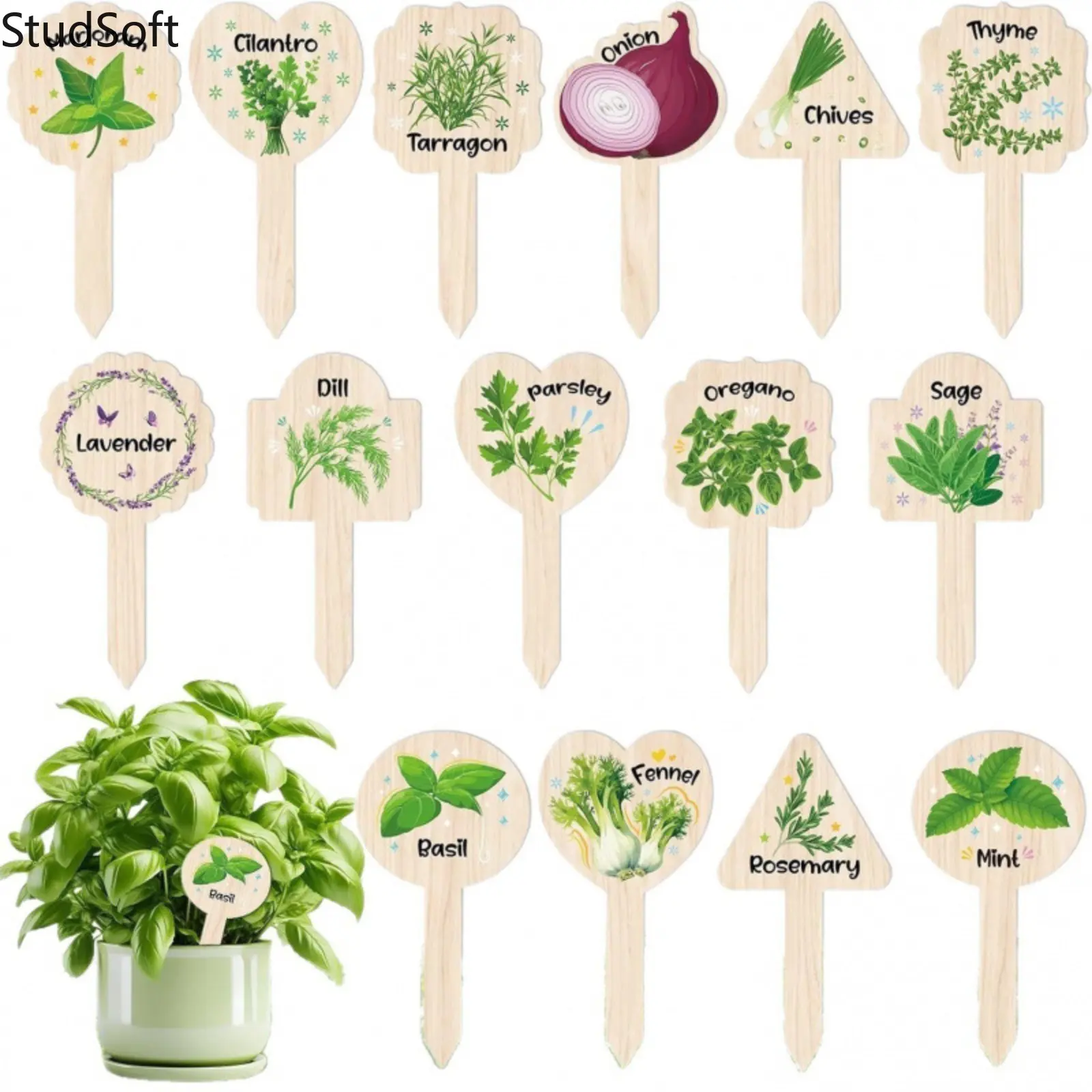 15/20-Piece Wooden Plant Markers – Plant Stick Labels & Name Stakes – Ideal for Flowers, Greenery, Succulents, Potted Plants, and Gardening Gifts