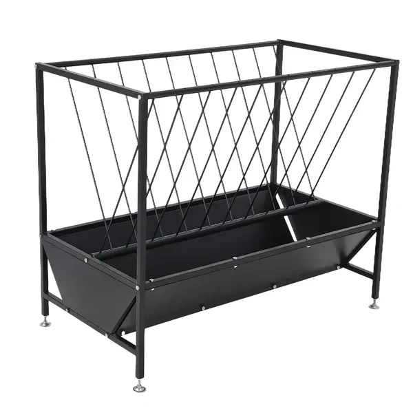 [FLASH SALE] Garvee Heavy Duty 2-in-1 Hay and Grain Feeder Trough – 30 Gallon Black Steel Livestock Feeder – Sturdy, Powder Coated – Perfect for Calves, Sheep, Horses, Goats – For Farm and Pasture Use