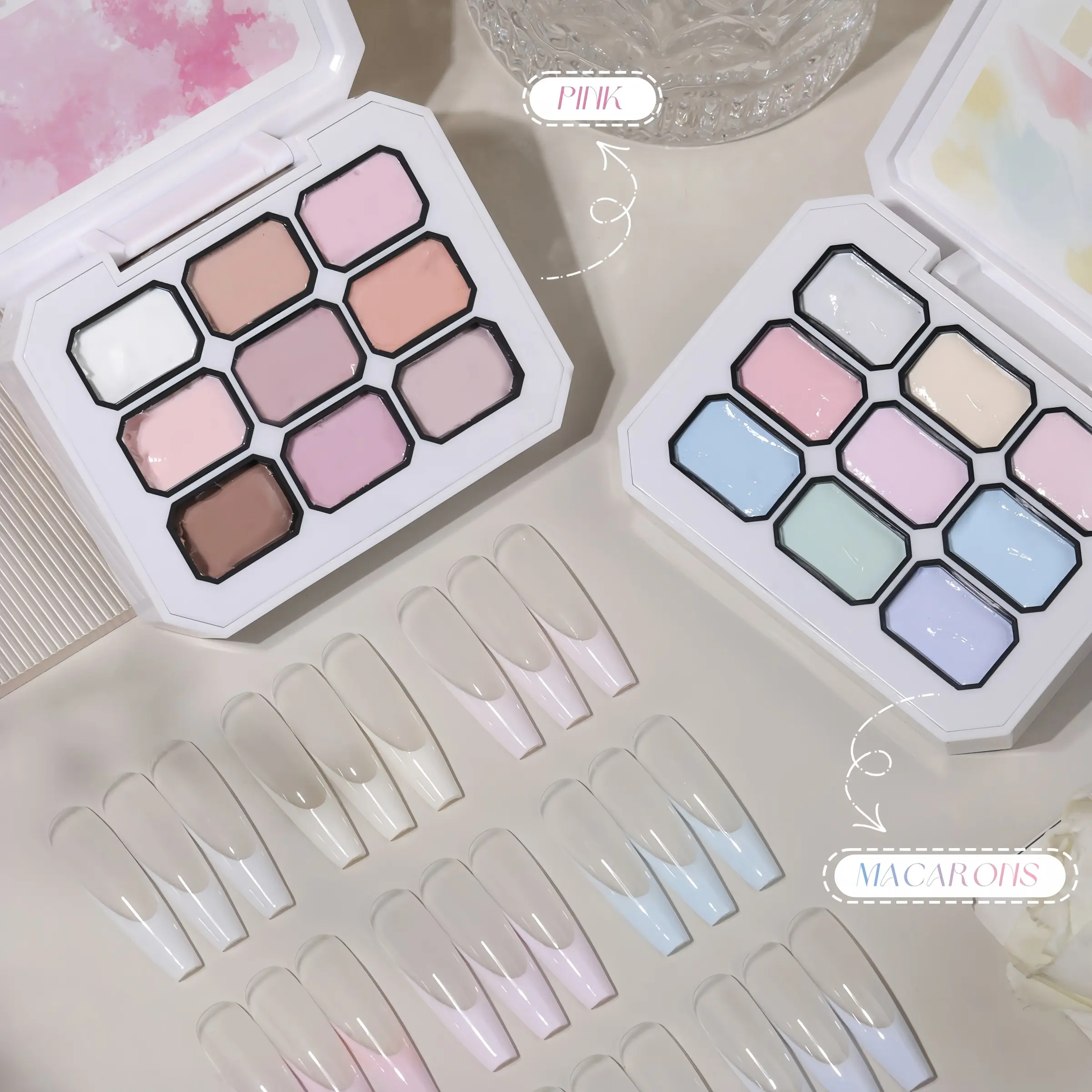 9 Color Solid Macaron ,PINK Nail Polish Gel Set, UV LED Gel, High Saturation Glossy Gel Shine Finish Manicure Kit, Fashion LED Nail Art, Perfect Gift