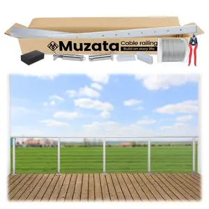 Muzata 13ft Complete Set Cable Railing System, One Stop Service All-in-One DIY Kit Fit
