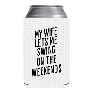 My Wife Lets Me Swing On The Weekend Coolie Mug tumbler Cup Portable Reusable Washable Beverage Water Bottles Bottled funny mens gifts Drinkware White