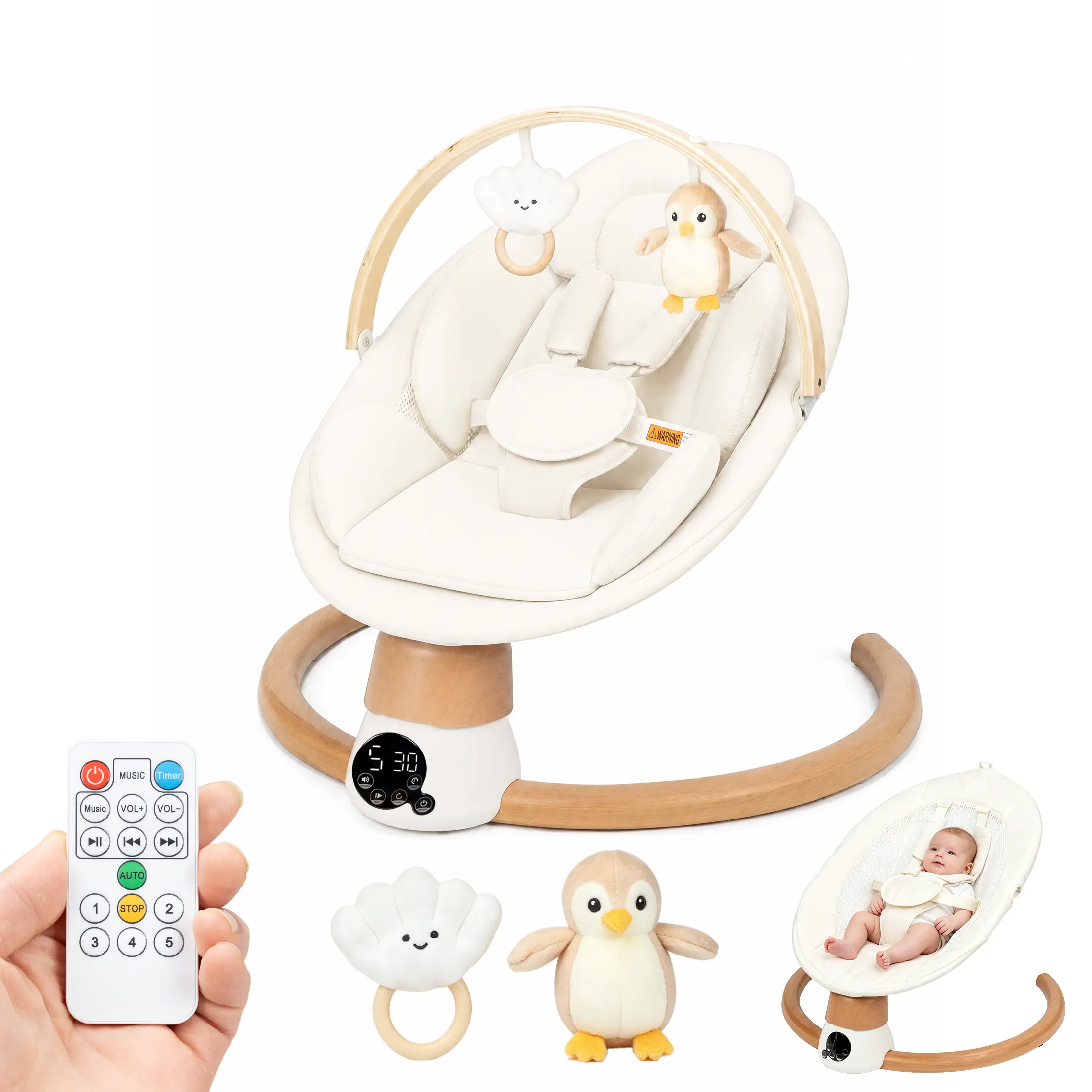 Baby Swings for Infants | Electric Portable Baby Swing with Bluetooth, 5 Swing Speed, 3 Timer Settings, 10 Melodies, 5-Point Harness & Remote Control | Indoor & Outdoor Newborn Swing