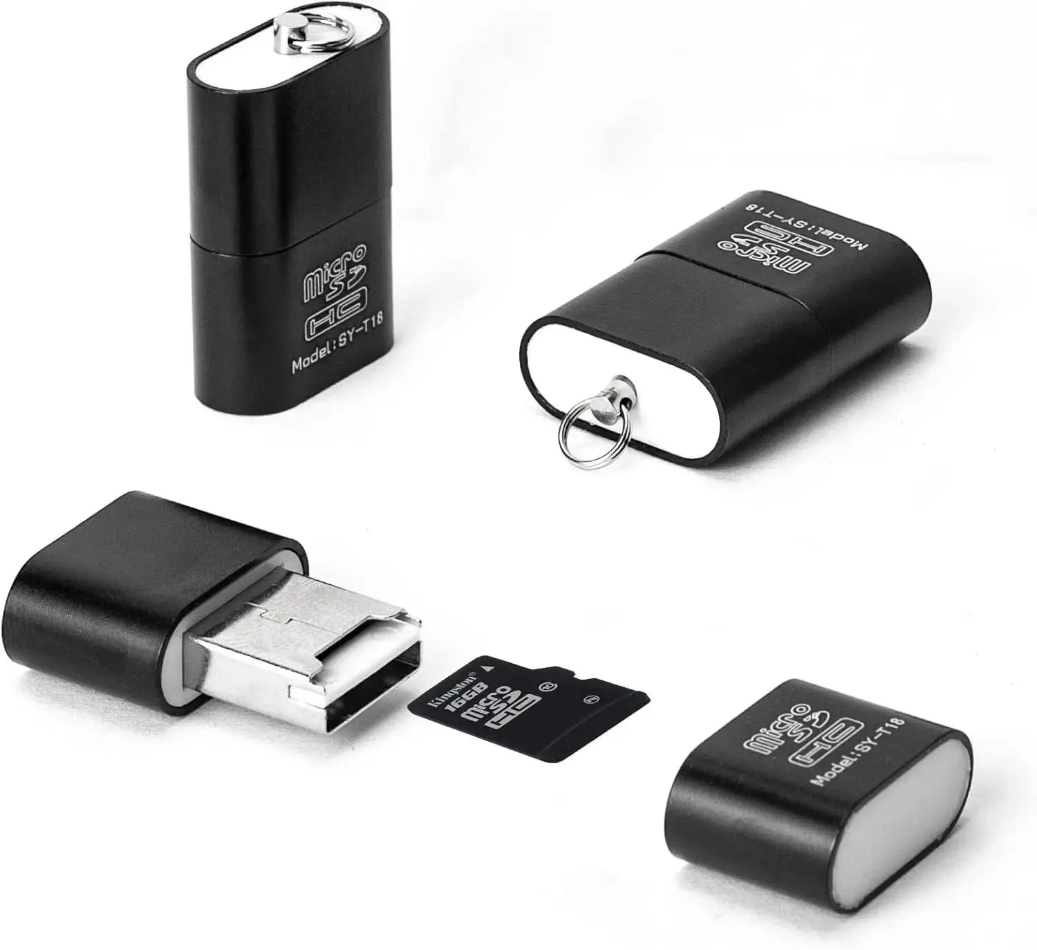 [3 Pack] Card Reader for Android, SD Card to USB Adapter, TF Card Reader with Mini Size for Camera Memory Card Reader,  Card Reader for PC Laptop (Black)