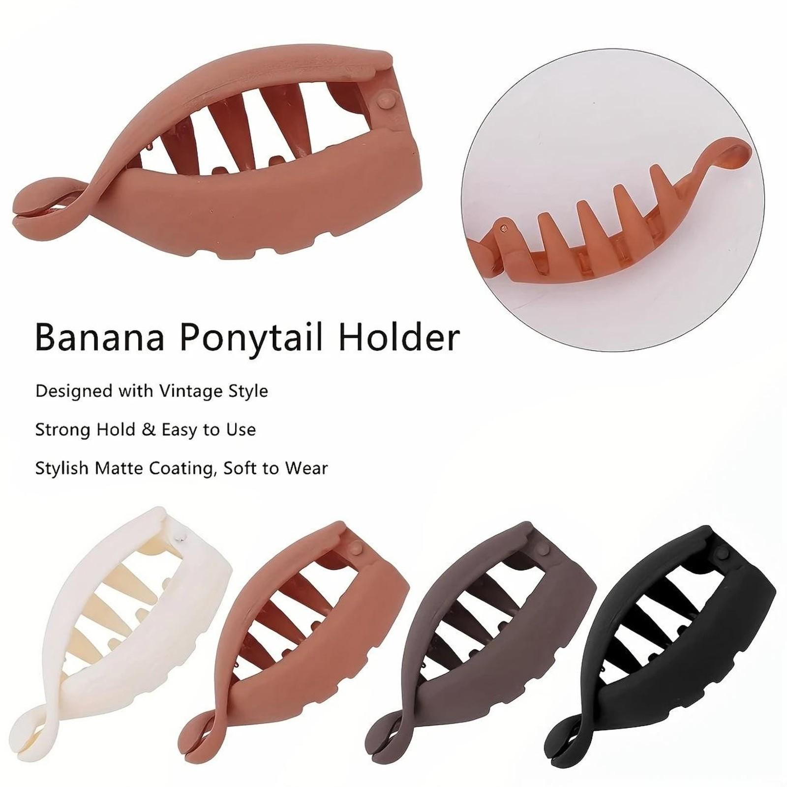 Matte Neutral-Tone Claw Clips (4pcs) - Non-Slip, Durable Banana Hair Clips for Thick Hair, Ideal for Daily and Office High Ponytail Styling, Claw Clip