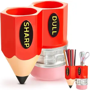 Pencil Shaped Pen Holder Funny Pencil Dispenser Container Storage Organizer for Students, Teachers, Office, Desk (Orange)