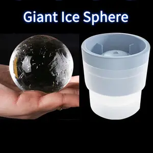 Large Ice Ball Mold, Silicone Whiskey Ice Sphere Maker, Slow Melting Ice Cube Tray for Home Bar & Cocktails