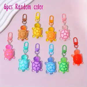 Acrylic Turtle Keychains Set of 6, Glowing Animal Charms, Durable Carabiner Design, Creative Birthday Gift, Holiday Decorations