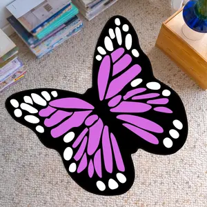 Butterfly Shaped Floor Mat, 1 Count Modern Cute Decorative  Bedside Carpet, Easy To Care Dirt-resistant Foot Mat for Home Living Room Bedroom