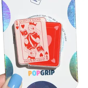 Queen of Books Phone Grip – Vintage Bookish Playing Card Pop Socket