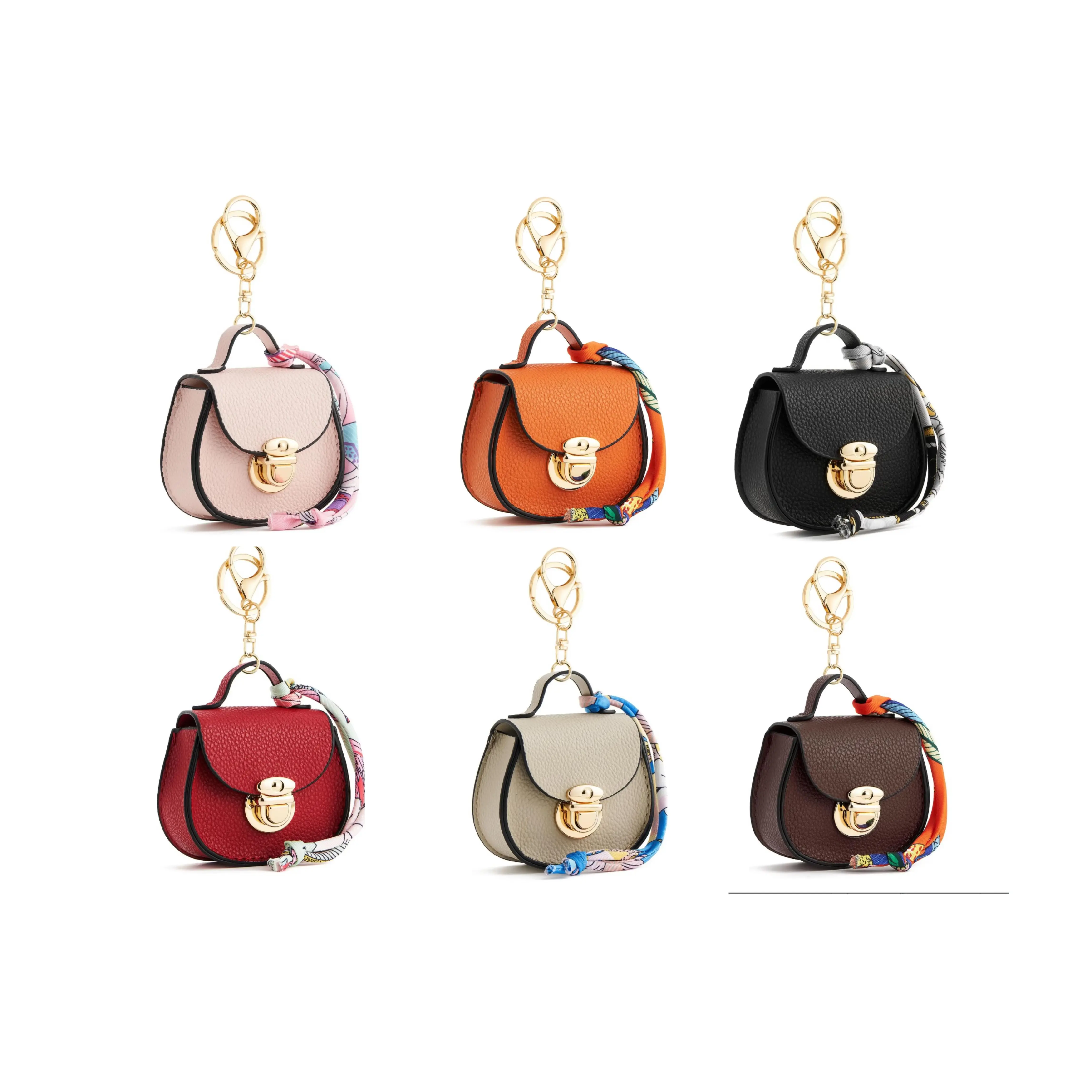 Women's 6PCS Saddle-Style Mini Bag Keychain, Waterproof PVC Pouch - Coin Purse, Earphone Holder, Lipstick Case - with Snap Closure, Cute Bag Charm in Multiple Colors for Daily Use & Gifting,purse charms for handbags, mini bag charm,mimi gifts
