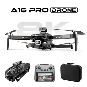 2026 A16 Pro GPS Drone with HD Gimbal Camera 4.5-inch Screen Carbon Fiber Shell GPS Auto Return Brushless Motors Gesture Capture  360° Flips