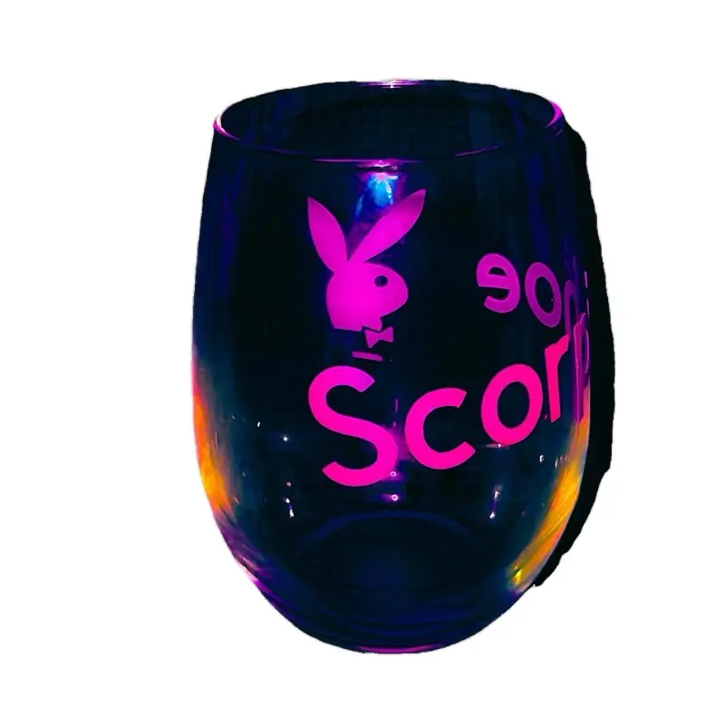 Custom Crafted Design 21oz Stemless Wine Glass - Unique Personal Drinkware for Parties and Everyday Use - Stylish glass cup with any color of your choice; White, Black, Glitter Rainbow, and more!
