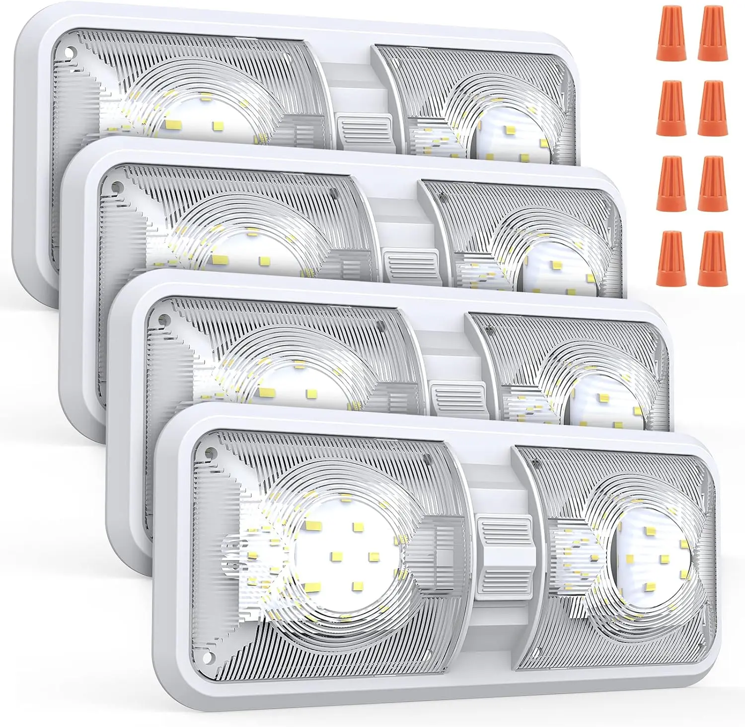 RV Lights Interior, 12 Volt Lights 1000LM, Camper Lights 8W, RV Lights Interior Fixtures 12V, RV Ceiling Dome Light with Switch for RV/Camper/Trailer/Boat/Car (Natural White, 4Pack).