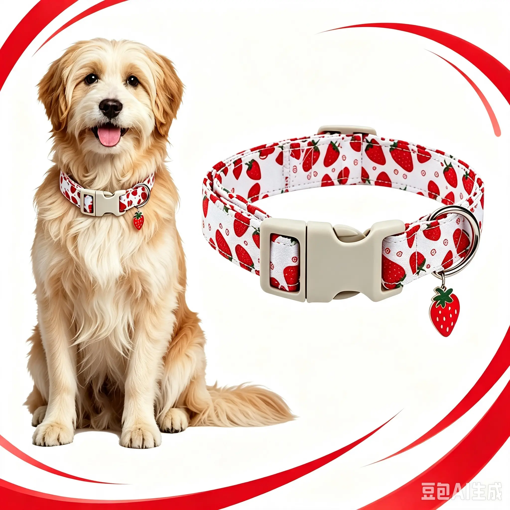 Non-Customized Fruit-Themed Dog Collar, Soft Cotton Fabric with Safety Buckle, Adjustable 10.6-14.5 in Length, Ideal for Daily Walks (Dog Collars for Pet Use)