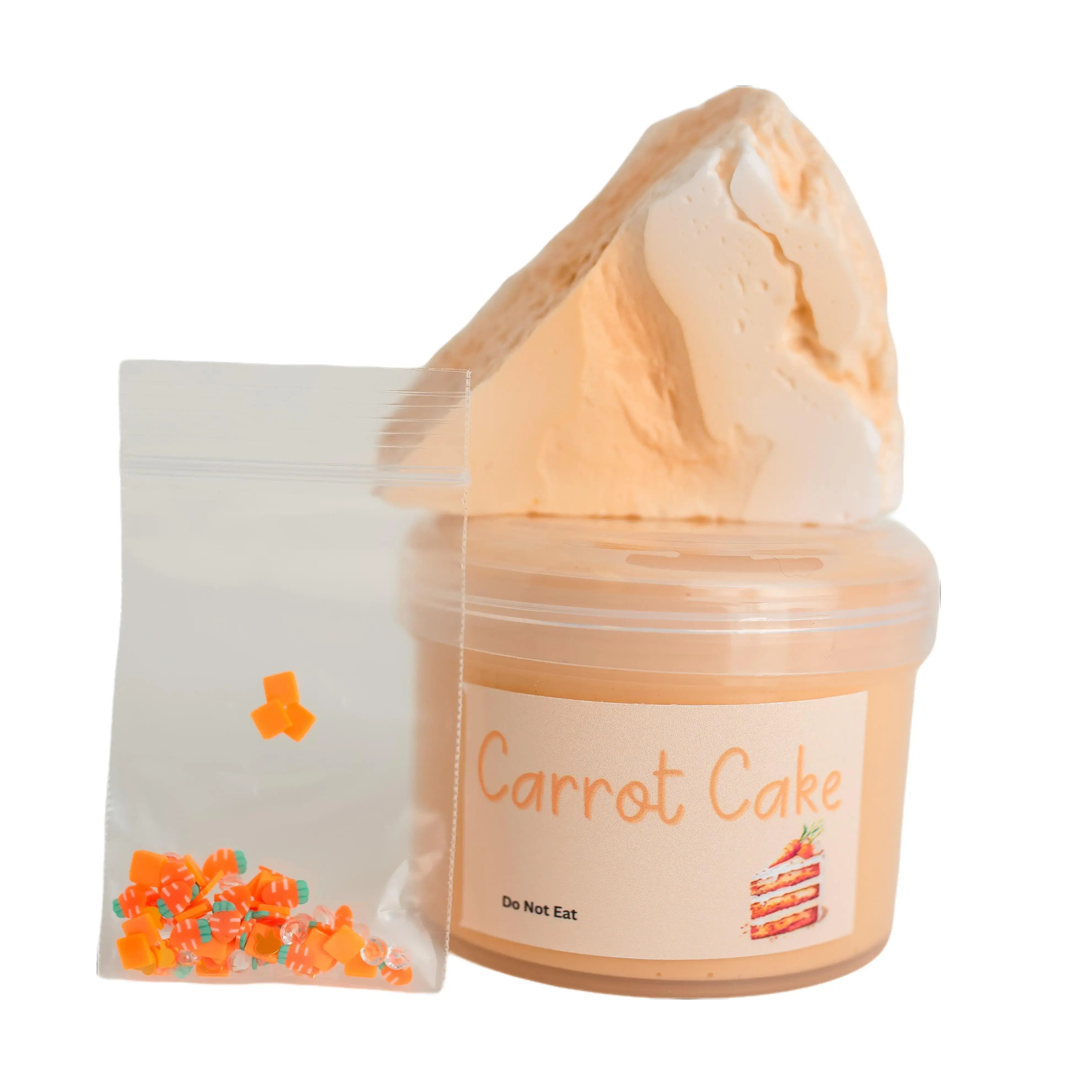 Carrot Cake DIY Kit - Scented Clay Piece & Fimos for 8oz Slime - Perfect for Easter - Thick Glossy Texture