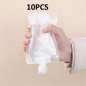 10PCS Travel Fluid Makeup Packing Bag 30Ml Refillable Pouches Empty Cosmetic Squeeze Pouch Leakproof Stand-Up Spout Bags Containers Foldable for Toiletries Lotion Shampoo