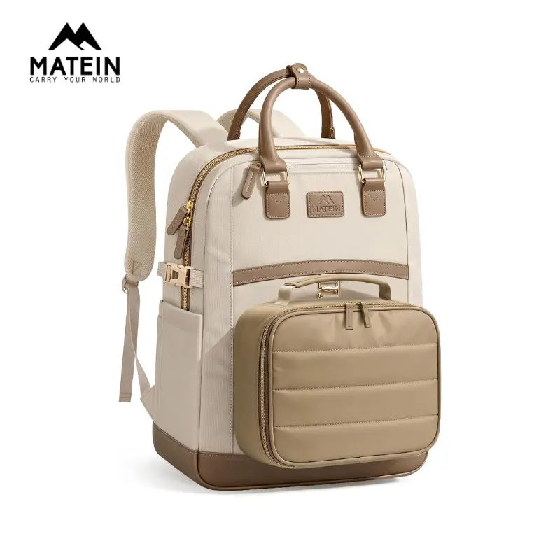 【Back To School】MATEIN Women's Lunch Backpack, Stylish Laptop Work Bag with Detachable Cooler Compartment, Fits 15.6" Laptop, High Capacity Backpack with Anti-Theft Pocket & Luggage Strap for Work, School and Travel,Unique Gifts For Women,