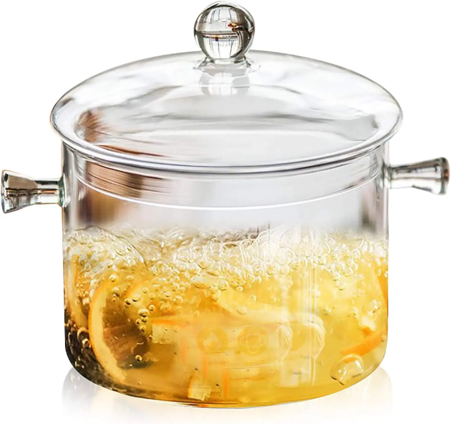 1.5L/50oz Glass Saucepan with Cover, Heat Resistant Stovetop Glass Cooking Pot with Lid