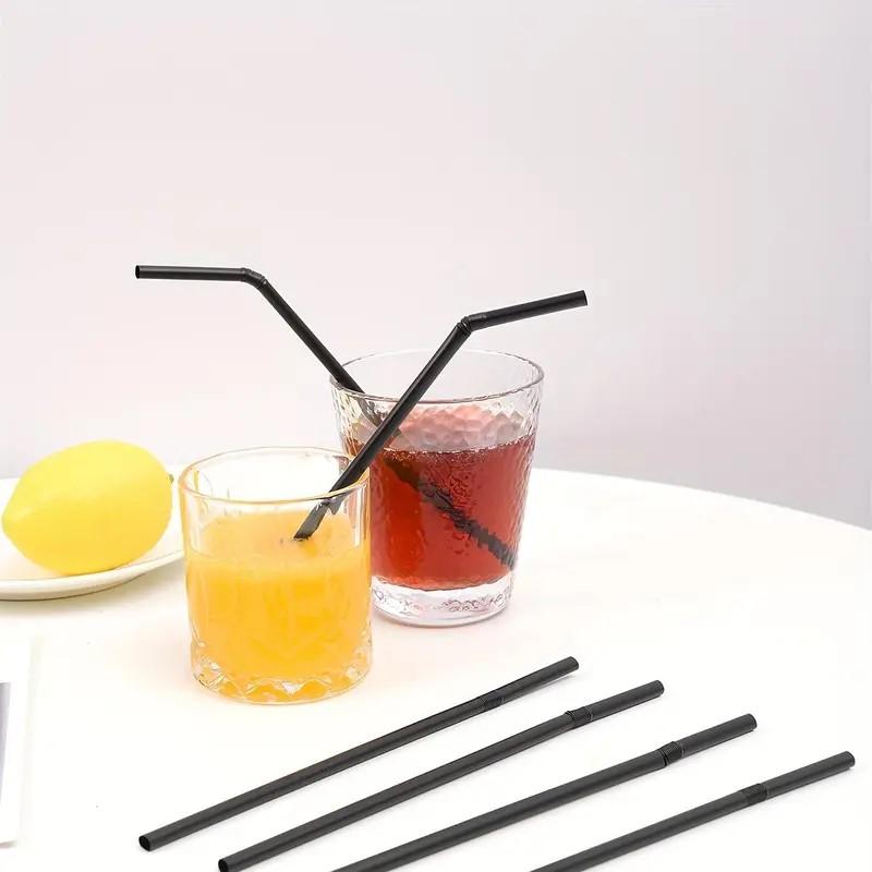 Disposable Straws, 100pcs Flexible Plastic Straws, Disposable Drinking Utensils for Home Kitchen Party Restaurant