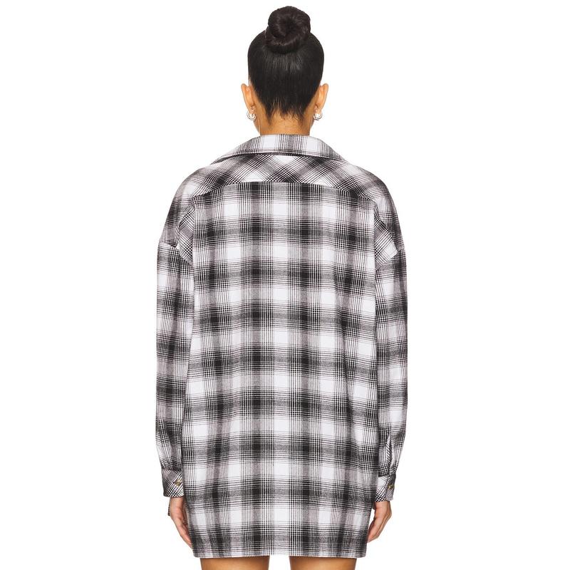 superdown Audriana Oversized Flannel Top in Green