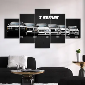 Car Series Canvas Painting, 5 Counts/set Modern Car Pattern Wall Art, Unframed Art Print, Wall Decor for Home Living Room Bedroom Office, Ornaments