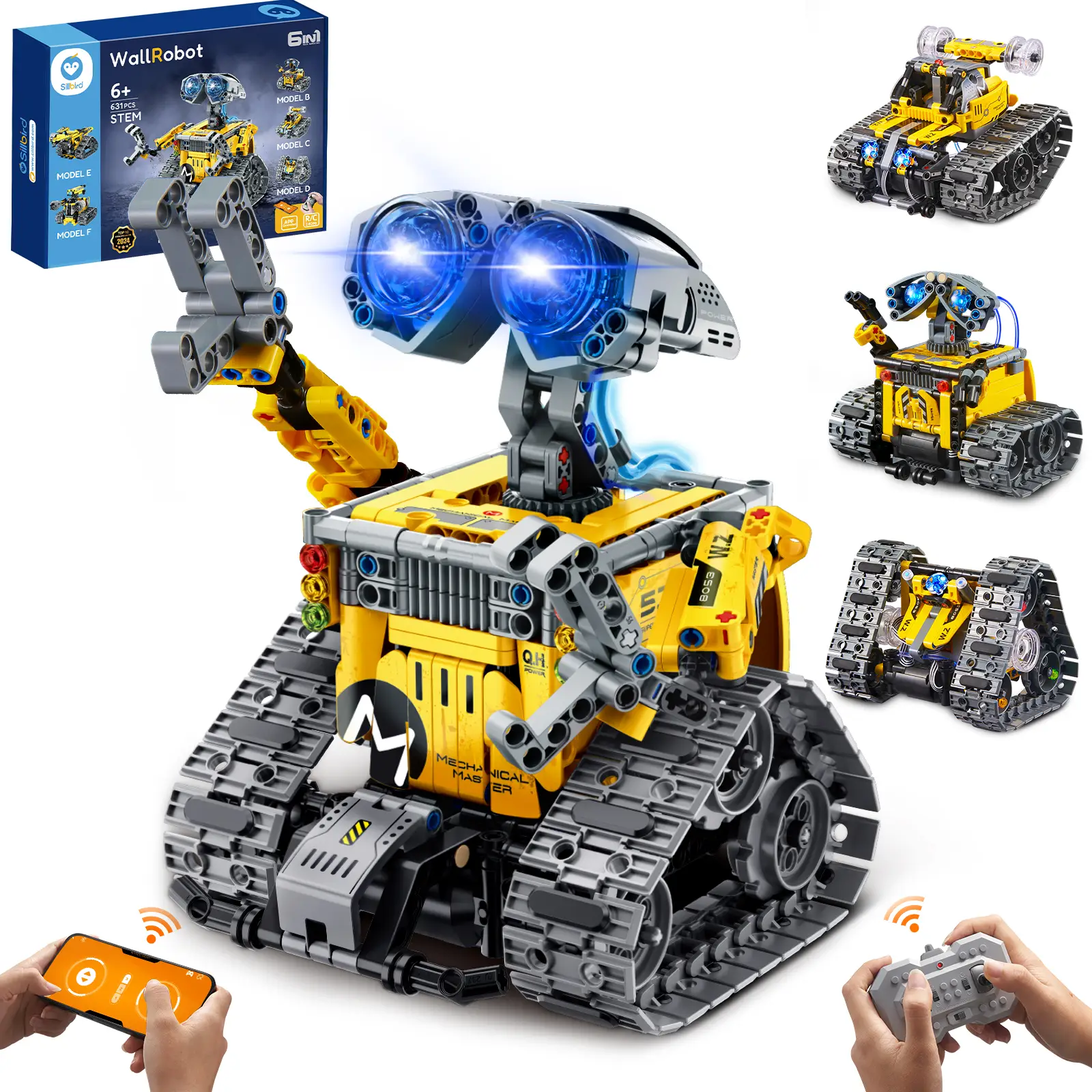 Sillbird Wall Robot STEM Building Toys, 4in1 Remote & App-Controlled Creator Toys Set, Creative Gifts, Educational Gift Set (560 Pieces )