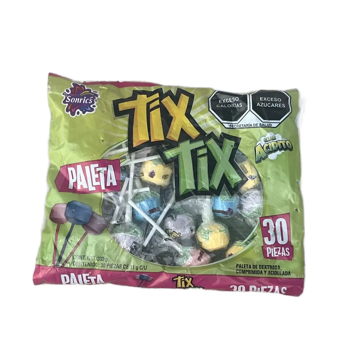 Sonrics-Tix Tix Sour Lollipops, 30-Pack, Perfect for Snacking Candy Sweet Traditional Candy