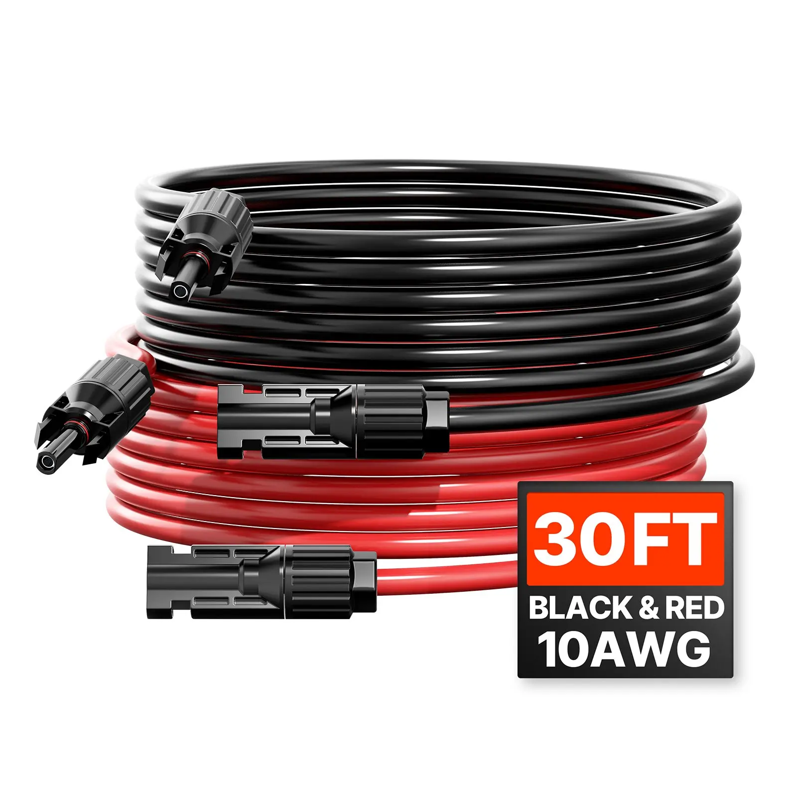 【DealsForYouDays】VEVOR 30FT Solar Panel Extension Cable, 10AWG Solar Extension Cable Wire with Female & Male Waterproof Connectors, 6mm² PV Cable for Home, Ship and RV Solar Panels, 30FT Black + 30FT Red (Set of 2) High Tensile Wire Flexible Wire