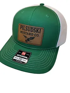 Pilsudski Trucker Hat - Richardson 112 - Leather Patch - One Size Fits All - Distinctive Design - Versatile Accessory - Green & White
